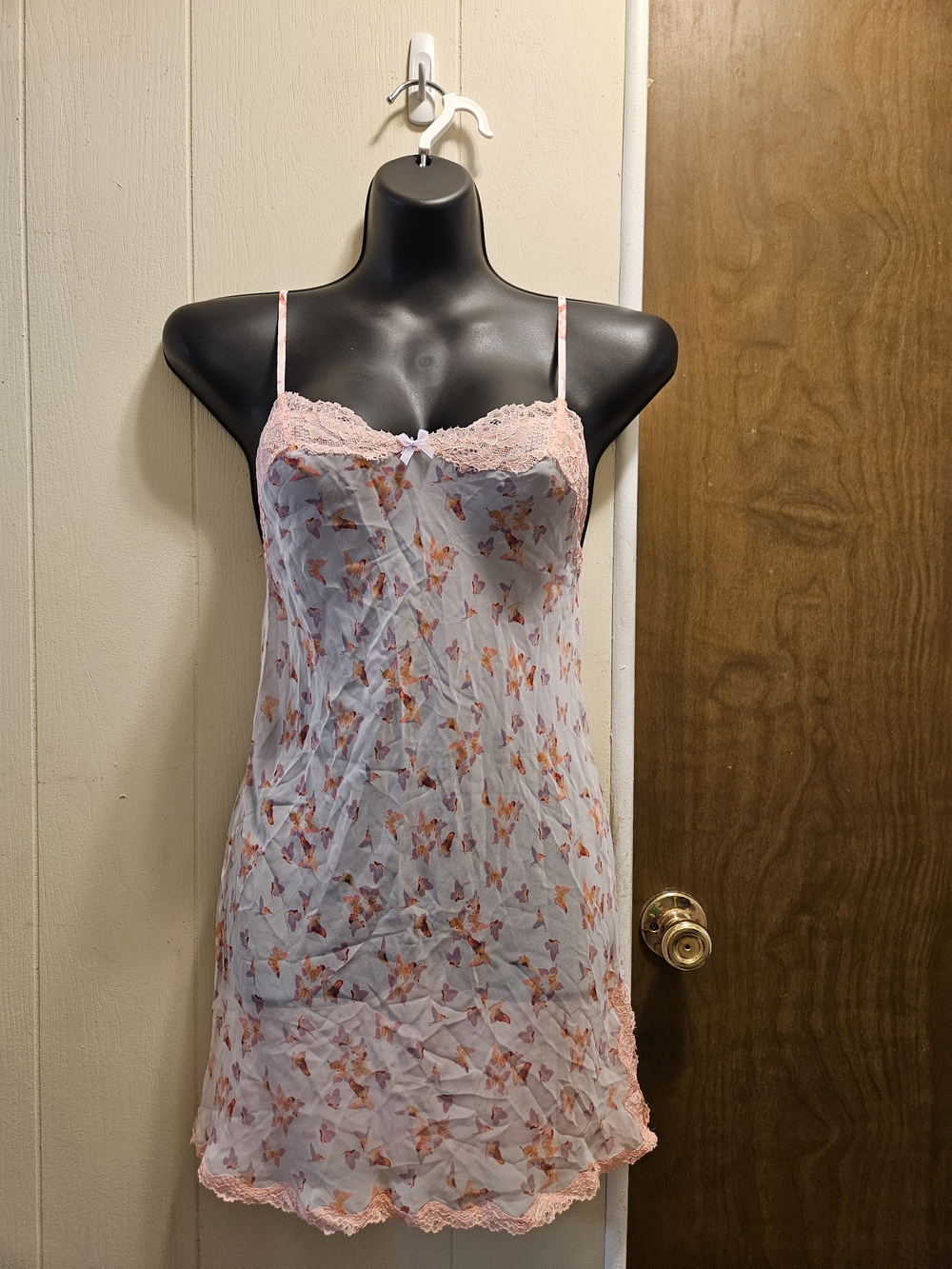 Victoria's Secret Pale Pink Floral Lace-Trim Chemise